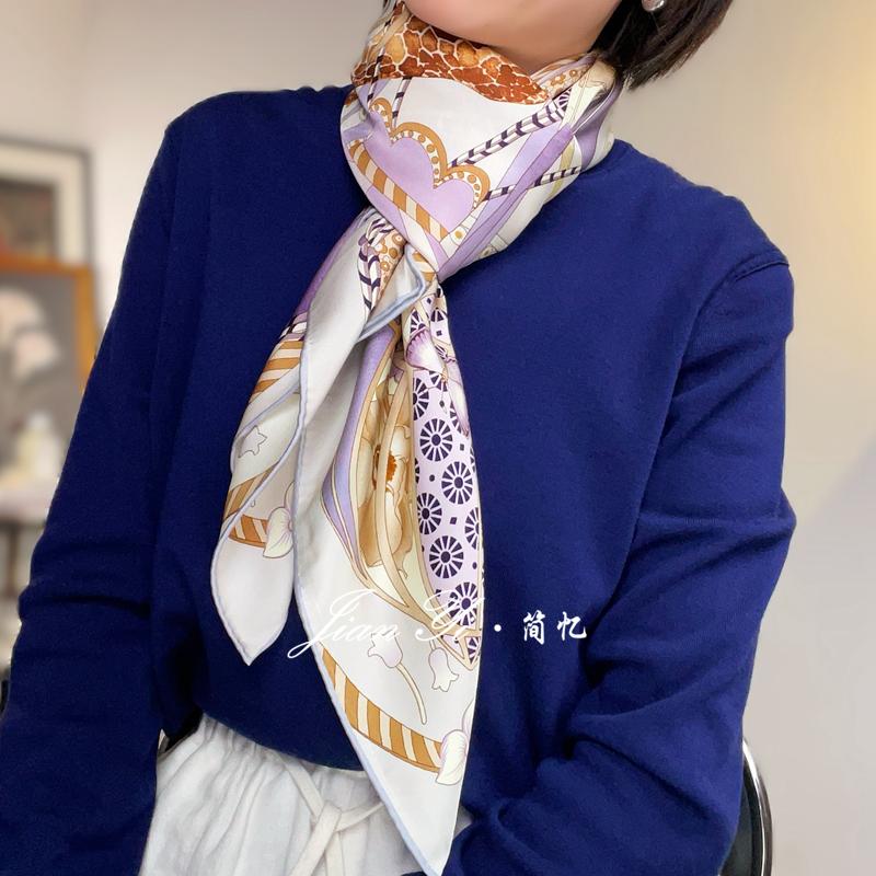 【热气球】清新优雅浓郁重磅真丝桑蚕丝双面缎围巾大披肩105cm