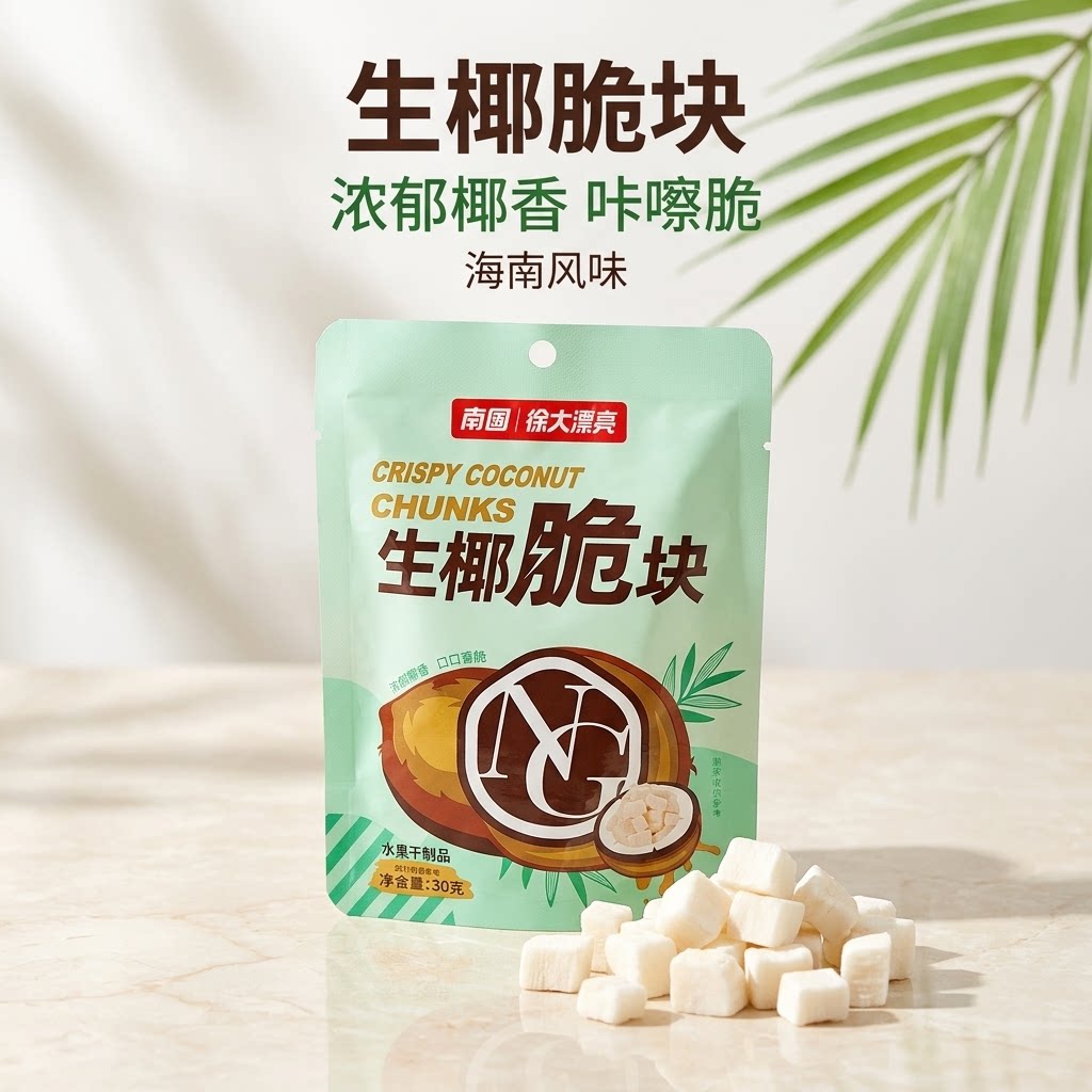 南国生椰脆椰子肉干30g袋海南特产香烤椰子脆片脆块休闲零食