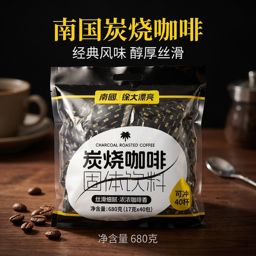 海南特产南国炭烧咖啡 680g速溶咖啡粉袋装饮品 17g*40袋 - 封面