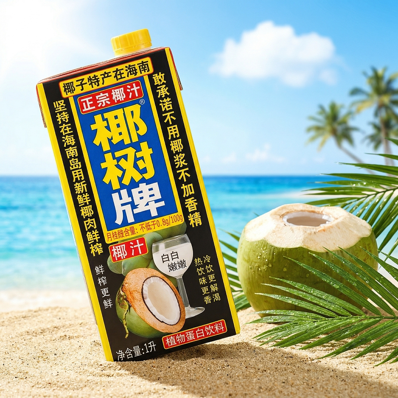 正宗椰树牌椰汁 椰树椰子汁1L*2新鲜椰子肉鲜榨 椰奶椰子汁