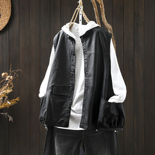 今年流行的马甲女款2026新款时尚洋气超好看精致宽松外穿皮衣马甲