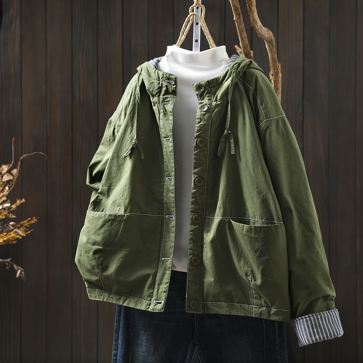 连帽棉袄女款2025新款冬季洋气轻薄休闲百搭文艺宽松柔软夹棉外套