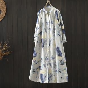 长袖连衣裙2026新款今年流行爆款女士开春雨露麻绝美气质休闲长裙