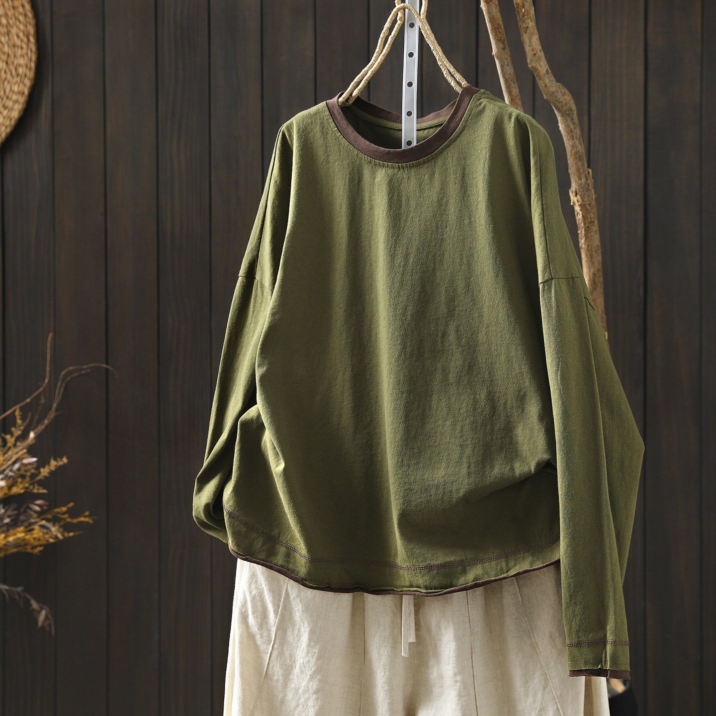 长袖t恤女2026新款初春绿色纯棉超好看内搭单穿宽松流行休闲上衣,女装/女士精品,大码内搭,淘宝优惠券,粉丝福利购,淘宝优惠卷