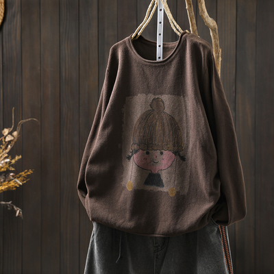 女装2025新款今年流行爆款秋冬女孩印花棉线毛衣内搭休闲针织上衣