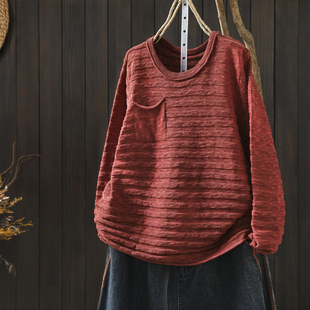 毛衣女小个子2026春新款棉线条纹设计感正流行洋气漂亮套头针织衫