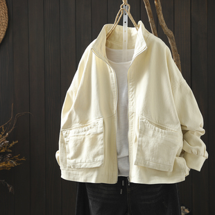 外套女款春季2026新款慵懒风小个子个性口袋休闲宽松百搭短款上衣