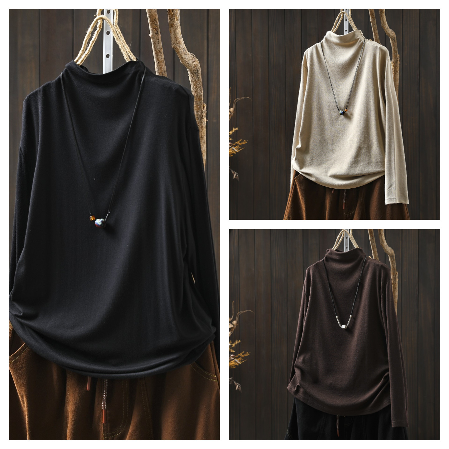 气质女士上衣长袖内搭打底衫2025新款今年流行爆款半高领洋气t恤