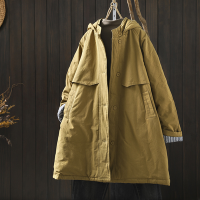 2025巨好看的棉袄女冬季中长款夹棉连帽洋气二棉宽松厚实保暖棉服