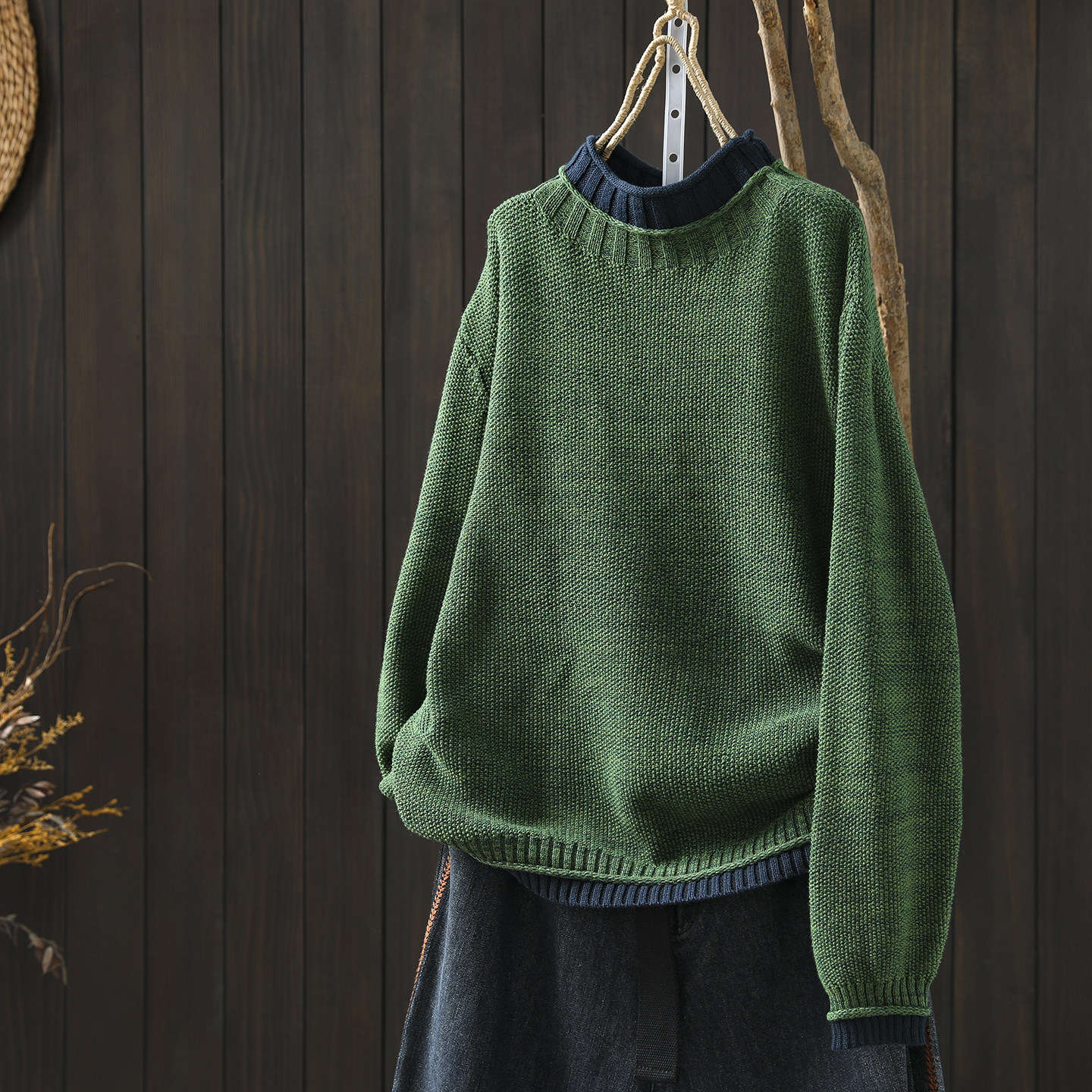 慵懒针织上衣女款2025秋冬新款撞色半高领小个子正流行好看的毛衣,女装/女士精品,毛衣,淘宝优惠券,粉丝福利购,淘宝优惠卷