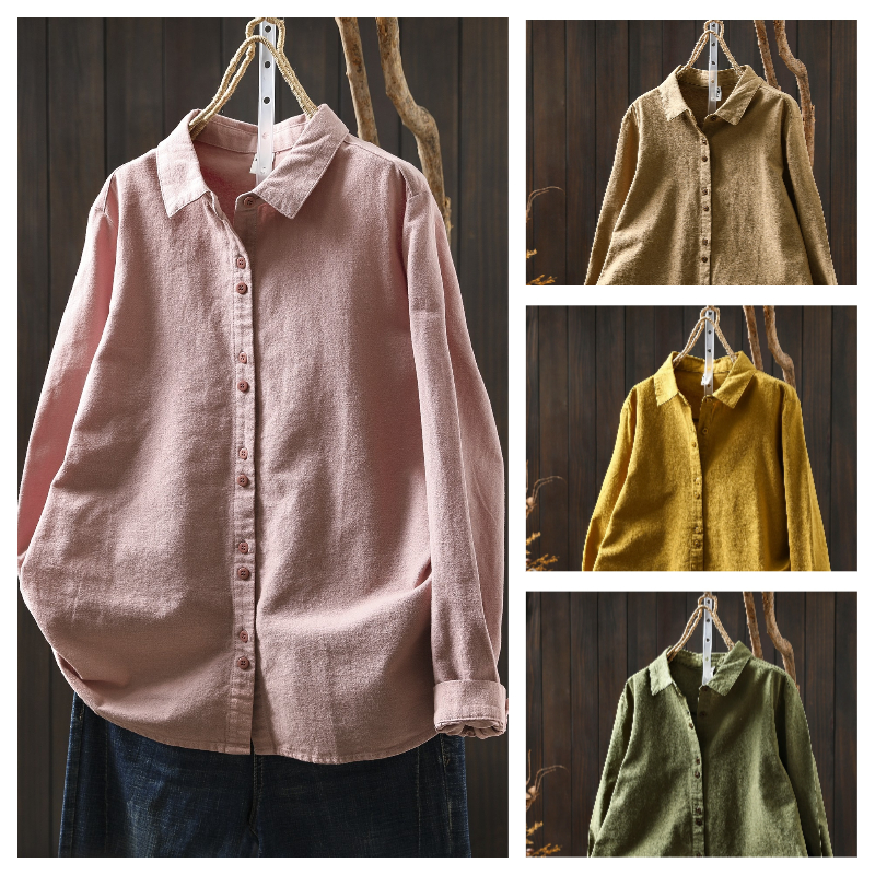 独特漂亮法式小衬衫女2025新款秋冬叠穿纯棉磨毛休闲轻熟翻领衬衣