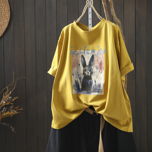 减龄宽松舒适休闲t恤 印花洋气不撞款 短袖 女上衣夏高级感2026新款