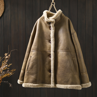 外套女2025新款 秋冬加绒两面穿皮毛一体宽松独特漂亮洋气休闲上衣