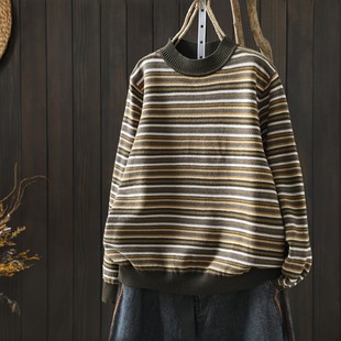 条纹红色毛衣女冬季2025新高级感圣诞穿搭安迪绒可外穿内搭针织衫