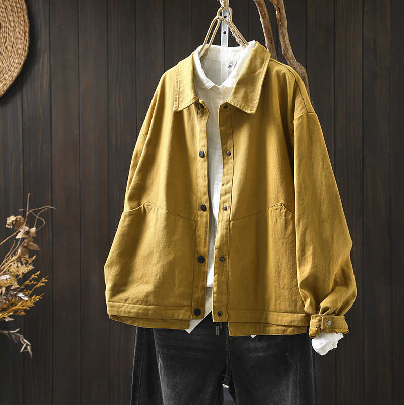 复古工装夹克外套女春秋新款休闲百搭大码翻领设计感外搭上衣潮