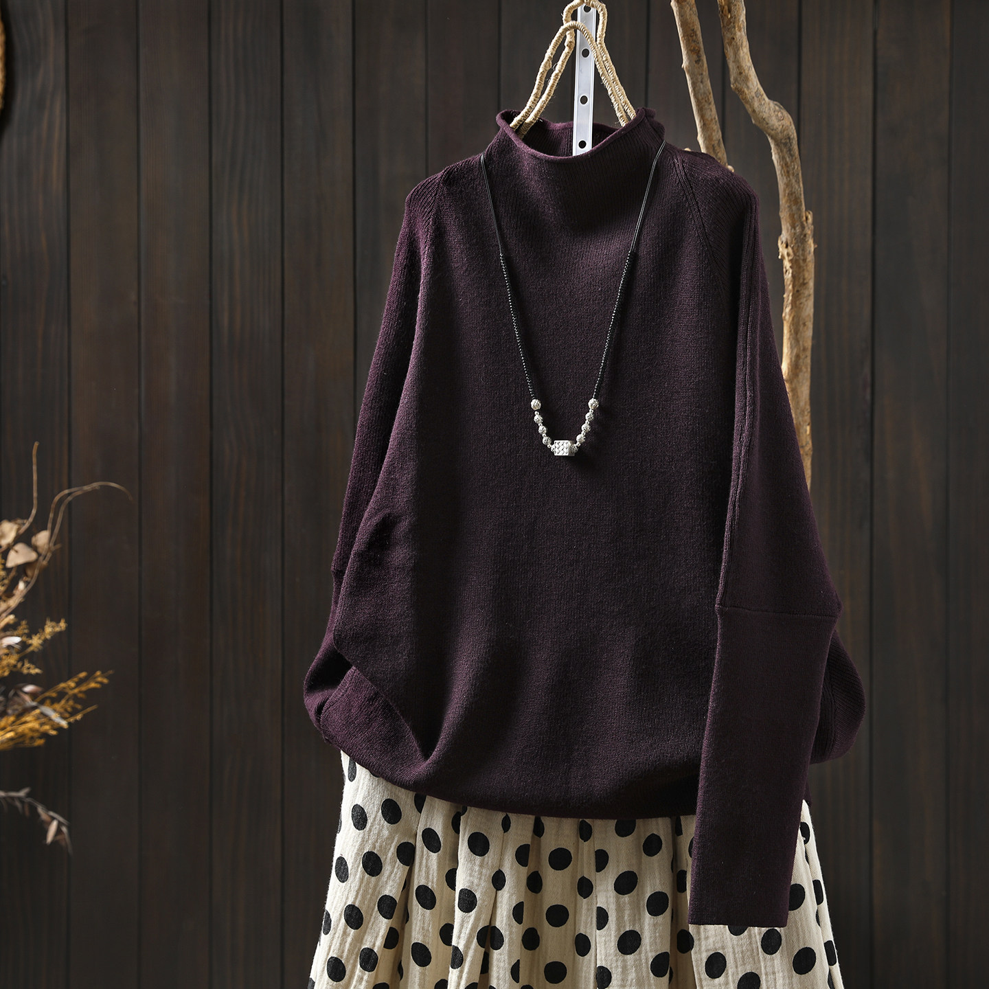 毛衣女款2025新款秋冬季半高领羊毛蝙蝠袖轻熟内搭宽松遮肉针织衫,女装/女士精品,毛针织衫,淘宝优惠券,粉丝福利购,淘宝优惠卷