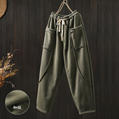 冬加绒毛边小个子超火流行独特洋气宽松休闲九分裤 裤 子女2025新款