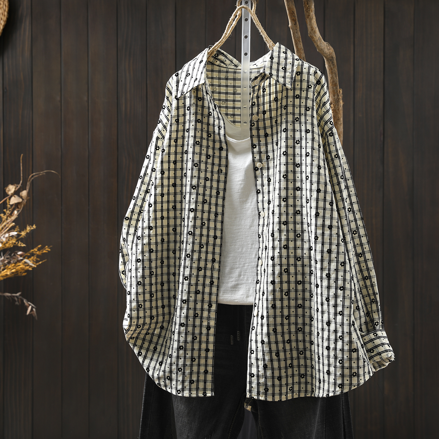 2025早秋新款衬衫女士格子碎花设计感气质宽松洋气独特超好看上衣