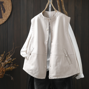 2026超火春装马甲女款新品外搭叠穿时尚宽松无袖流行款pu皮小背心