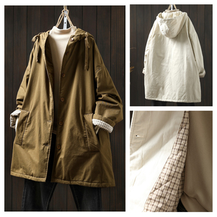 夹棉初冬外套女款2025新款棉袄宽松休闲中长连帽棉服轻薄洋气棉衣