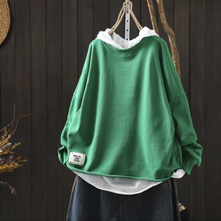 短款卫衣女款无帽巨好看美式慵懒套头绿色超火小众不撞款休闲上衣