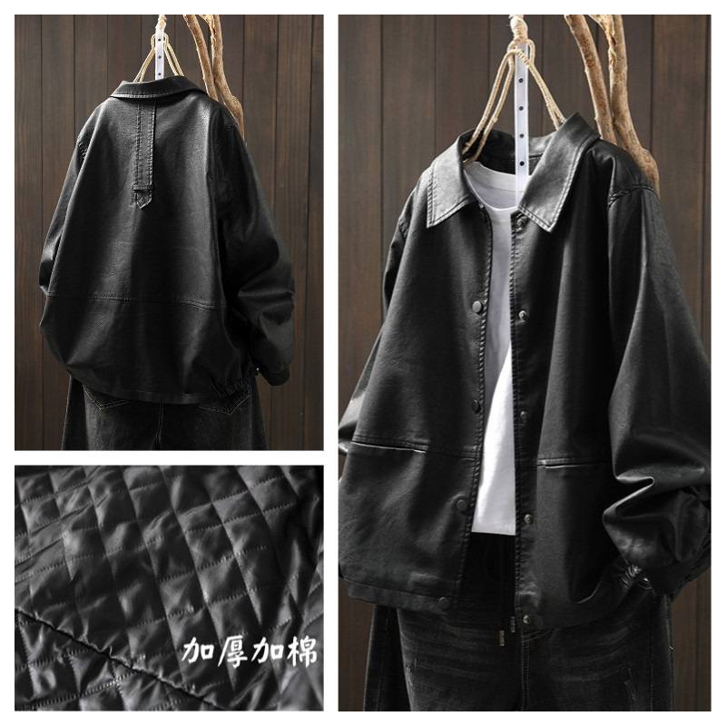 皮衣2025新款今年流行爆款黑色女加厚夹棉冬宽松酷飒风小个子外套