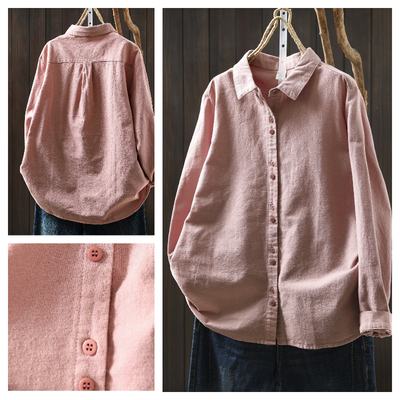 粉色衬衣女款2025新款爆款秋冬季磨毛纯棉内搭减龄洋气超好看衬衫