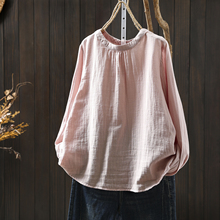 法式小资小上衣女2025秋新款棉纱小众后背纽扣设计感宽松减龄衬衫