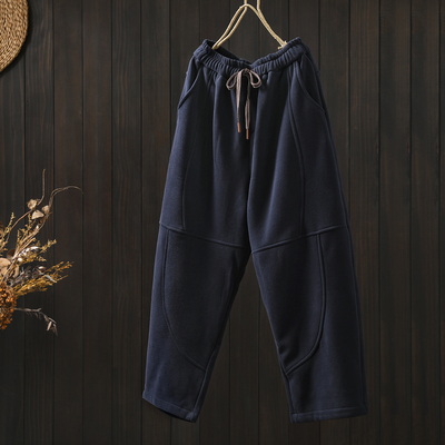 裤子2025新款今年流行爆款秋冬季加绒小个子宽松显瘦九分休闲绒裤