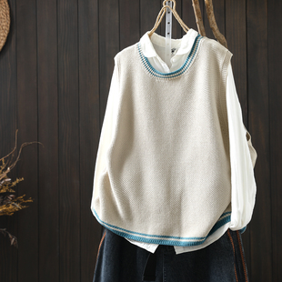 针织马夹新款2026爆款女士初春设计感无袖坎肩洋气时尚毛线小背心