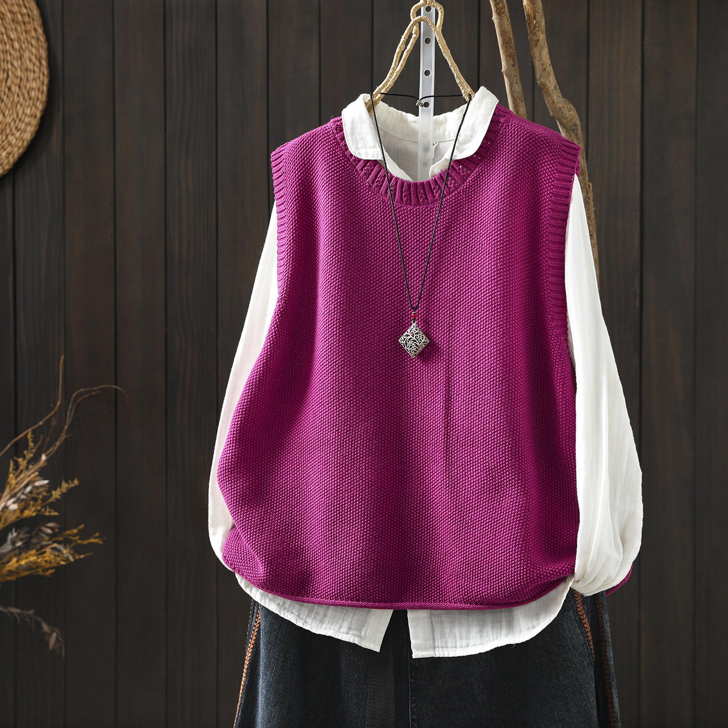 毛织马甲背心女新款2026初春棉线针织绝美无袖休闲叠穿坎肩小马夹