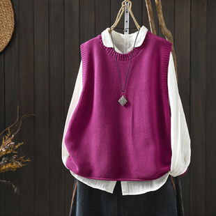 毛织马甲背心女新款2026初春棉线针织绝美无袖休闲叠穿坎肩小马夹