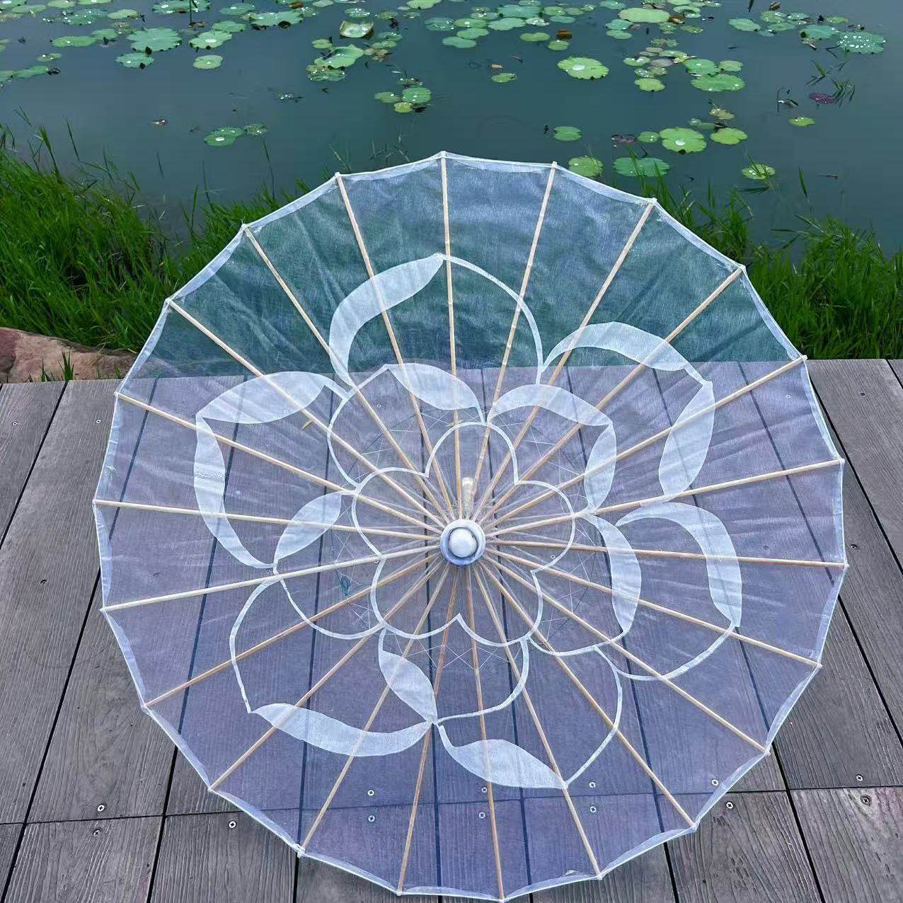 傣雨悠悠舞蹈伞透明绸布工艺伞具舞蹈道具傣族民族古典舞跳舞专用,家居饰品,工艺伞,淘宝优惠券,粉丝福利购,淘宝优惠卷