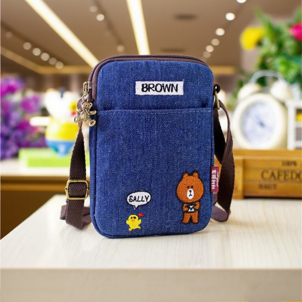 2026年新款牛仔布绣花斜跨包手机包女单肩包百搭手机袋便携零钱包,箱包皮具/热销女包/男包,手机包,淘宝优惠券,粉丝福利购,淘宝优惠卷
