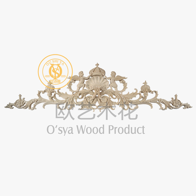欧诗雅木雕装饰欧式实木天使造型雕花贴片背景墙垭口雕花手工雕刻