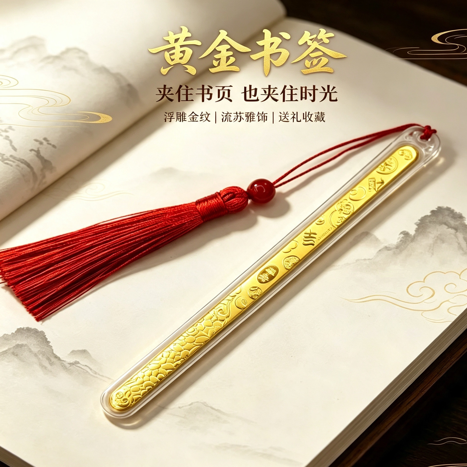 深圳水贝黄金书签 小克重足金999金片升学送老师长辈商务伴手礼图片
