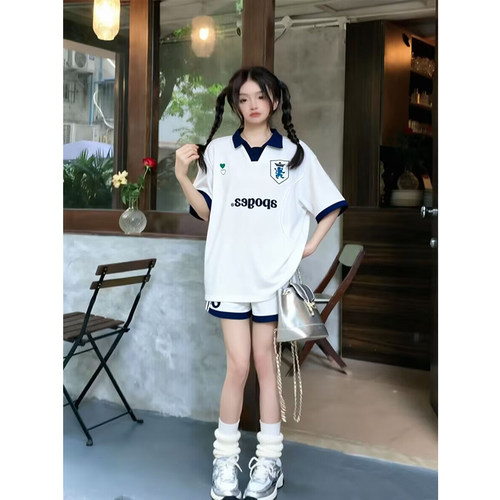 夏季女学生美式字母印花运动套装
