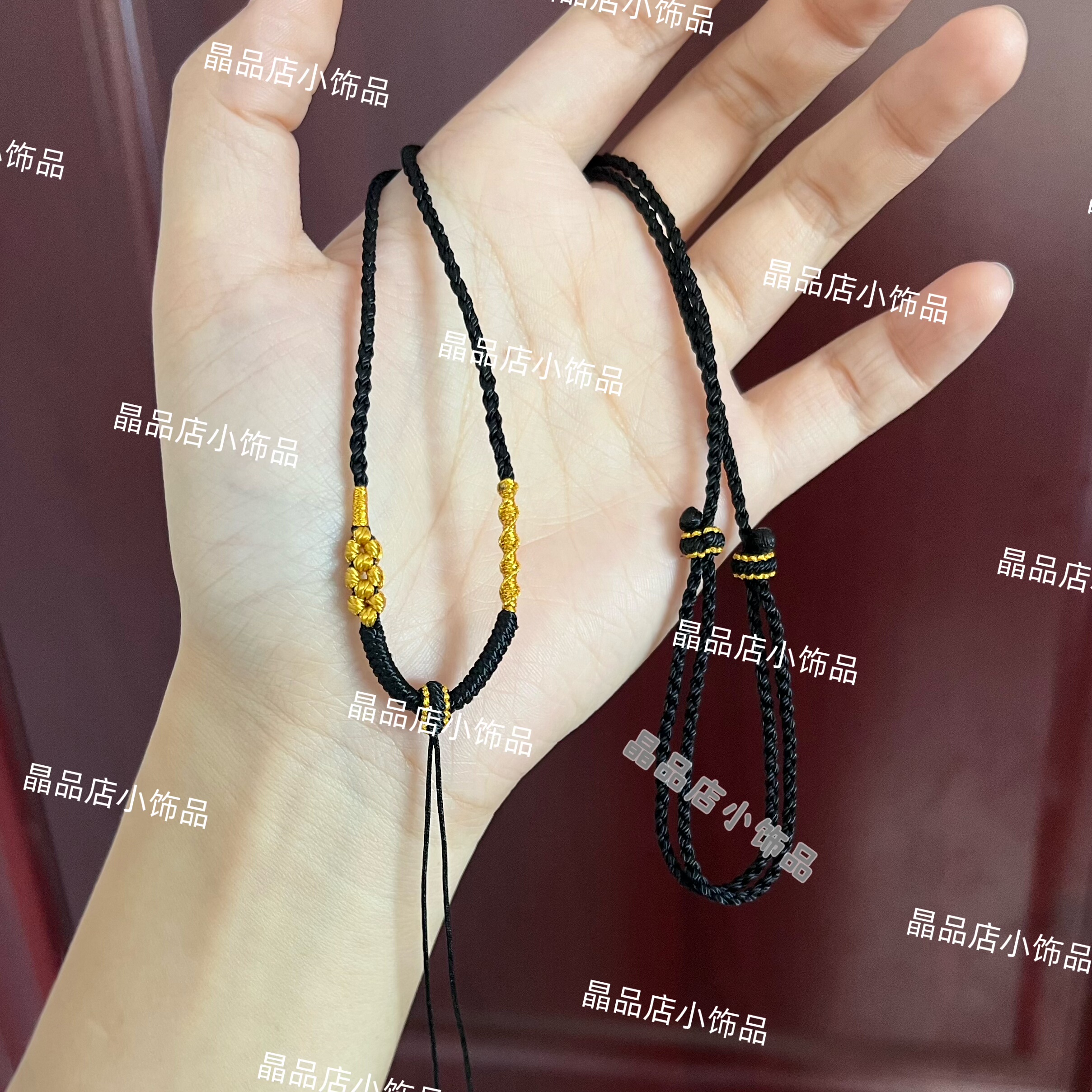 手工编织黑色项链绳四股金花细款吊坠绳可穿吊坠大气简约锁骨链