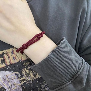 「四平八稳」红绳手链手工编织男女情侣简约本命年转运八股手绳