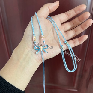 ［灼灼桃花］蝴蝶结桃花结简约吊坠绳女可爱简约项链绳可绑吊坠