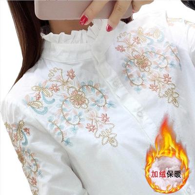 纯棉一体绒加绒衬衫女加厚保暖