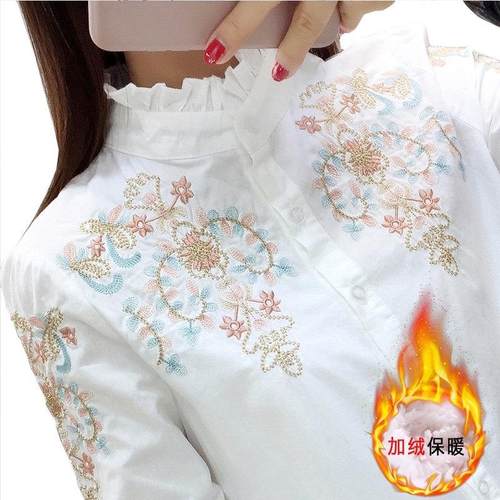 纯棉一体绒加绒衬衫女加厚保暖