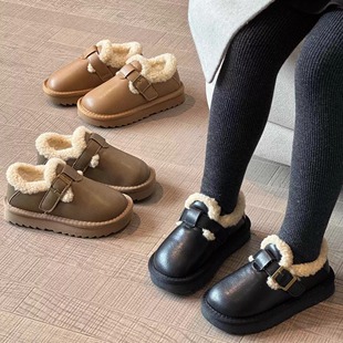 女孩加厚防滑毛毛鞋 女童加绒保暖勃肯棉鞋 新款 儿童雪地靴2025冬季