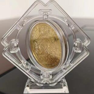 4.5cm透明亚克力旋转盒纪念币收藏盒钱币保护盒夜光版 展示小盒子