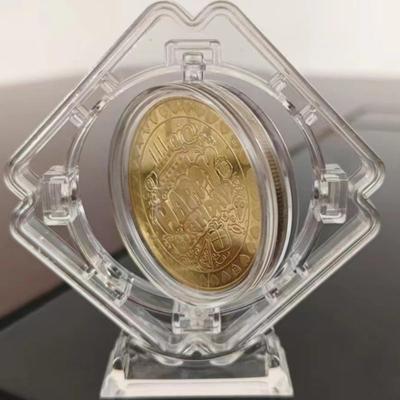 4.5cm透明亚克力旋转盒纪念币收藏盒钱币保护盒夜光版展示小盒子