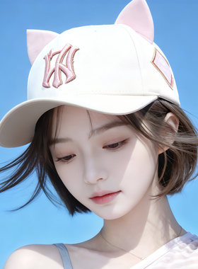 韩国刺绣猫耳朵可爱棒球