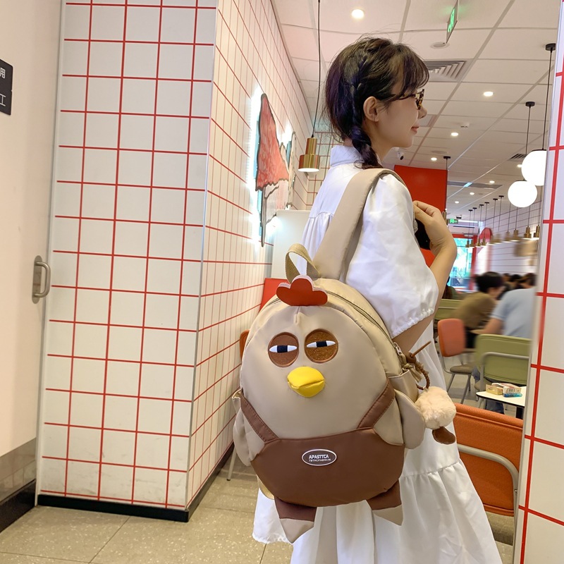 学院风书包女初中生可爱咕咕鸡旅游小背包轻便高中大学生双肩包潮