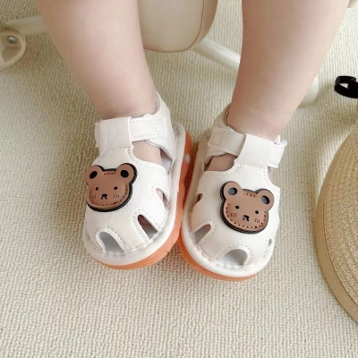 夏季宝宝学步鞋卡通婴儿鞋子防滑软底幼童鞋1-2岁男女叫叫鞋凉鞋