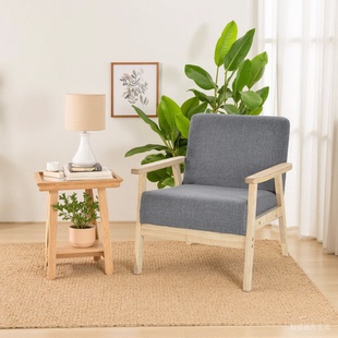 梵辰日式 皮质单人双人沙发咖啡椅酒店洽谈家具田园实木组合小户型