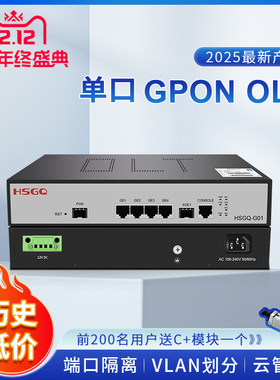 HSGQ鸿升光2025新款小型GPON单口 两口OLT光纤设备EPON万兆上联4口安防网络FTTH酒店小区全光组网PON设备